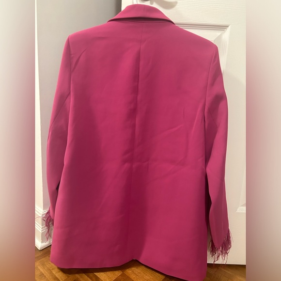 WAYF Romee Feather Trim Blazer in Pink- L - Picture 3 of 4